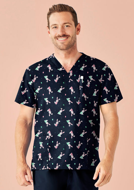 BizCare CST152MS Mens Easter V-Neck Short Sleeve Scrub Top