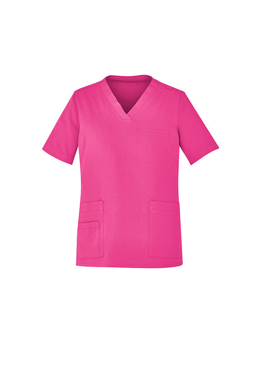BizCare CST250US Unisex Pink V-Neck Scrub Top product front