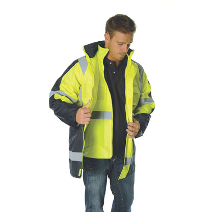 3998 HiVis Cross Back 2 Tone D/N “6 in 1” Contrast Jacket (Outer Jacket and Inner Vest can be sold separately)