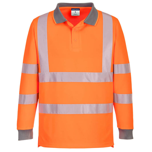 Portwest Eco Hi-Vis Polo Shirt L/S (6 Pack) in Orange
