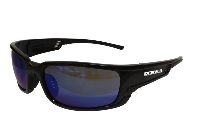 Maxisafe EDE310 DENVER Premium Safety Glasses, Black Frame - Blue Mirror Lens