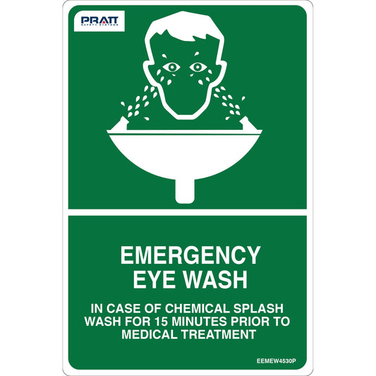 Pratt Safety Emergency Eyewash Sign 450 x 300mm Poly