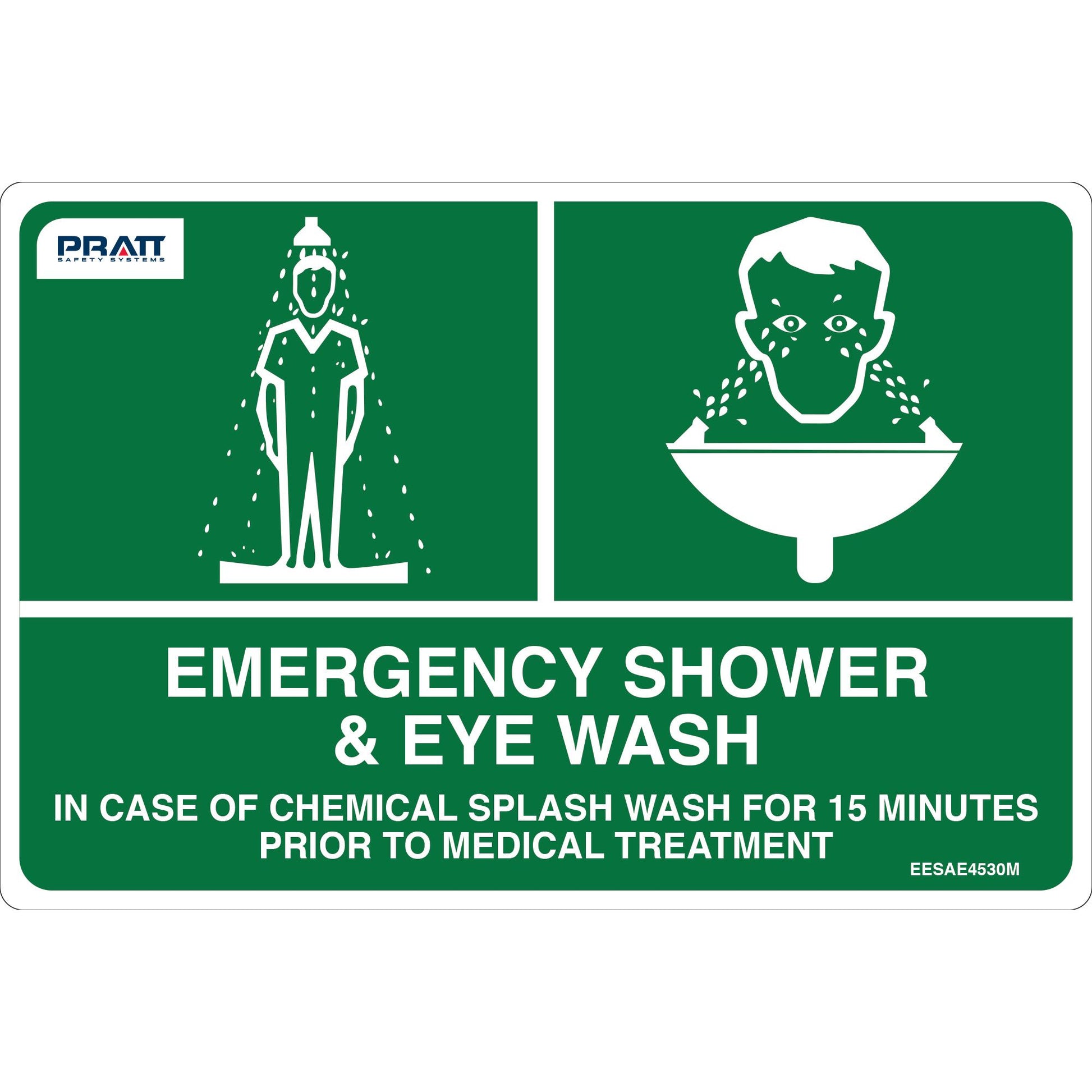 Pratt Safety Emergency Shower & Eyewash Sign 450 x 300mm Metal