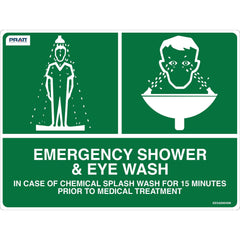 Pratt Safety Emergency Shower & Eyewash Sign 600 x 450mm Metal