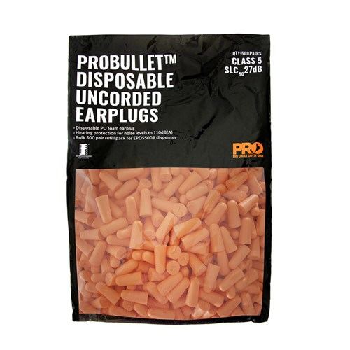 Pro Choice Safety Gear Probullet Uncorded Earplug Refill For Dispenser (500 Pairs)