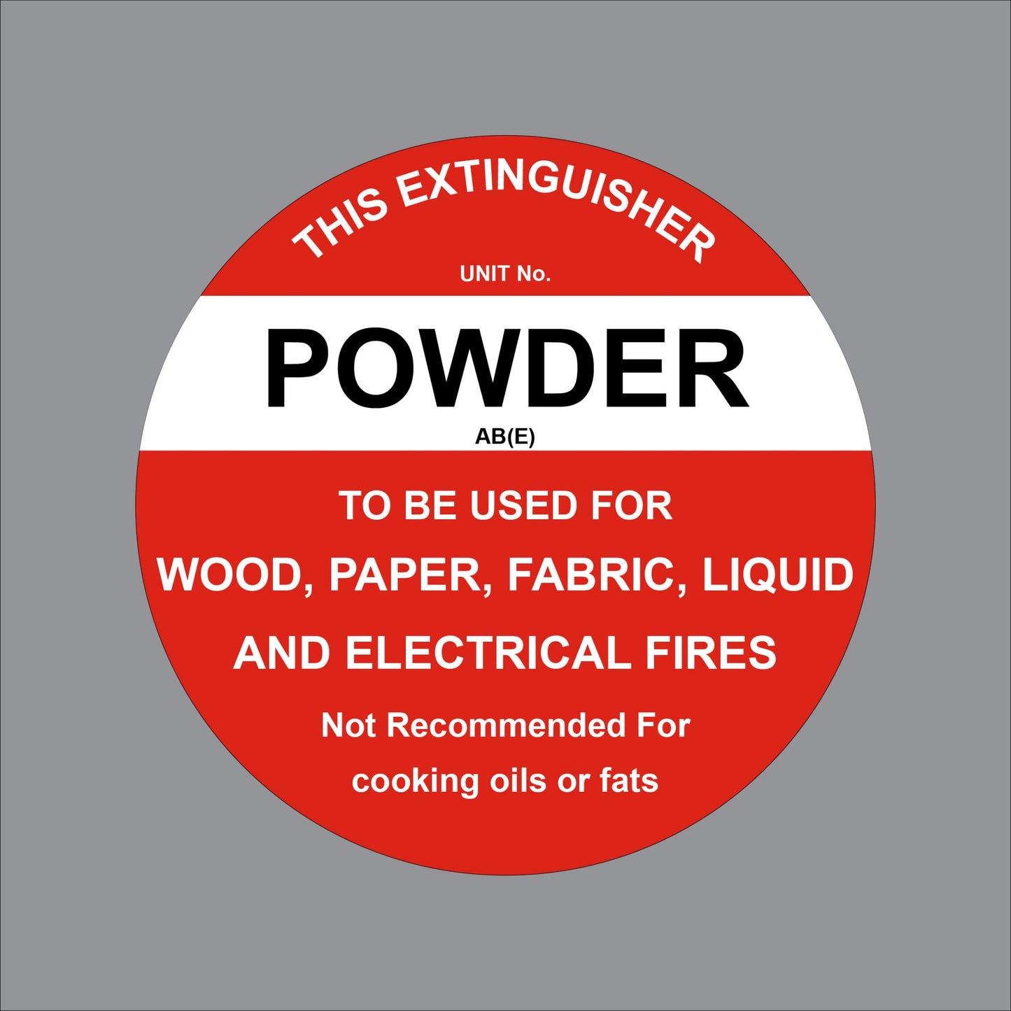 17WIL0509 Wilcox This Extinguisher Unit No. Powder Ab(E) To Be Used For Wood, Paper, Fabric, Liquid And Electrical Fires Not Recommended For Cooking Oils Or Fats