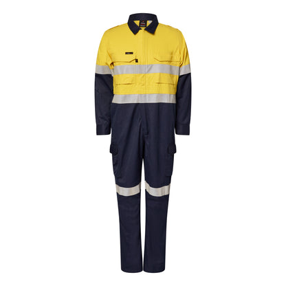 Flamebuster FCT005A Mens HRC2 Inherent Hi Vis Reflective Coverall in Orange/Navy, Yellow/Navy