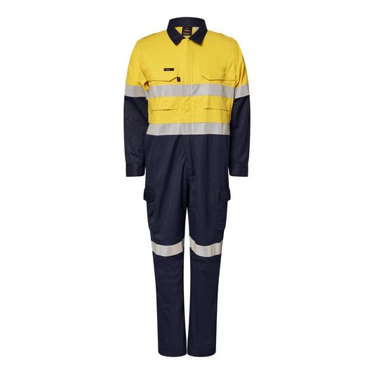 Flamebuster FCT005A Mens HRC2 Inherent Hi Vis Reflective Coverall in Orange/Navy, Yellow/Navy