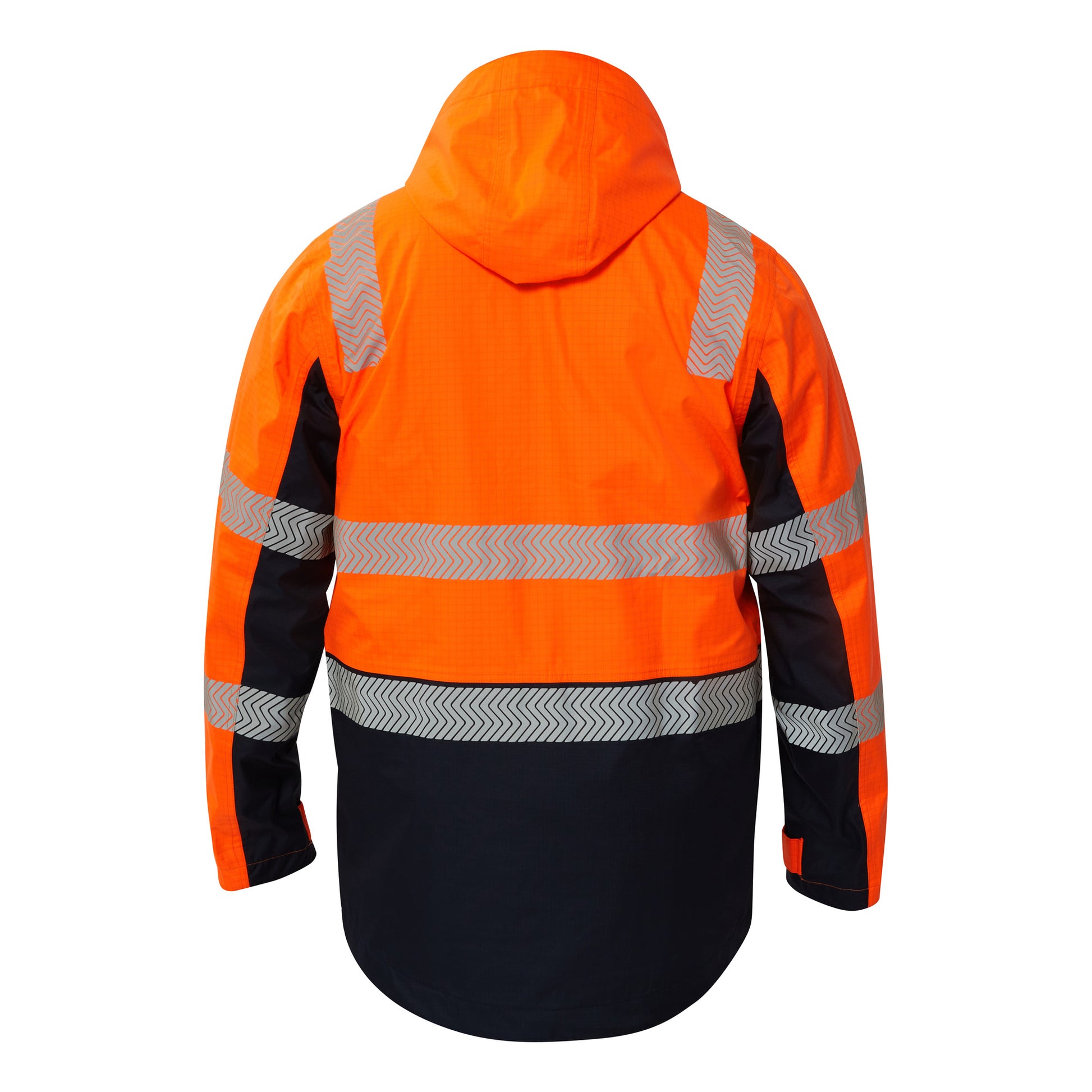Flamebuster FJV033 Mens FR Hi Vis Wet Weather Segmented Reflective Jacket in Orange/Navy