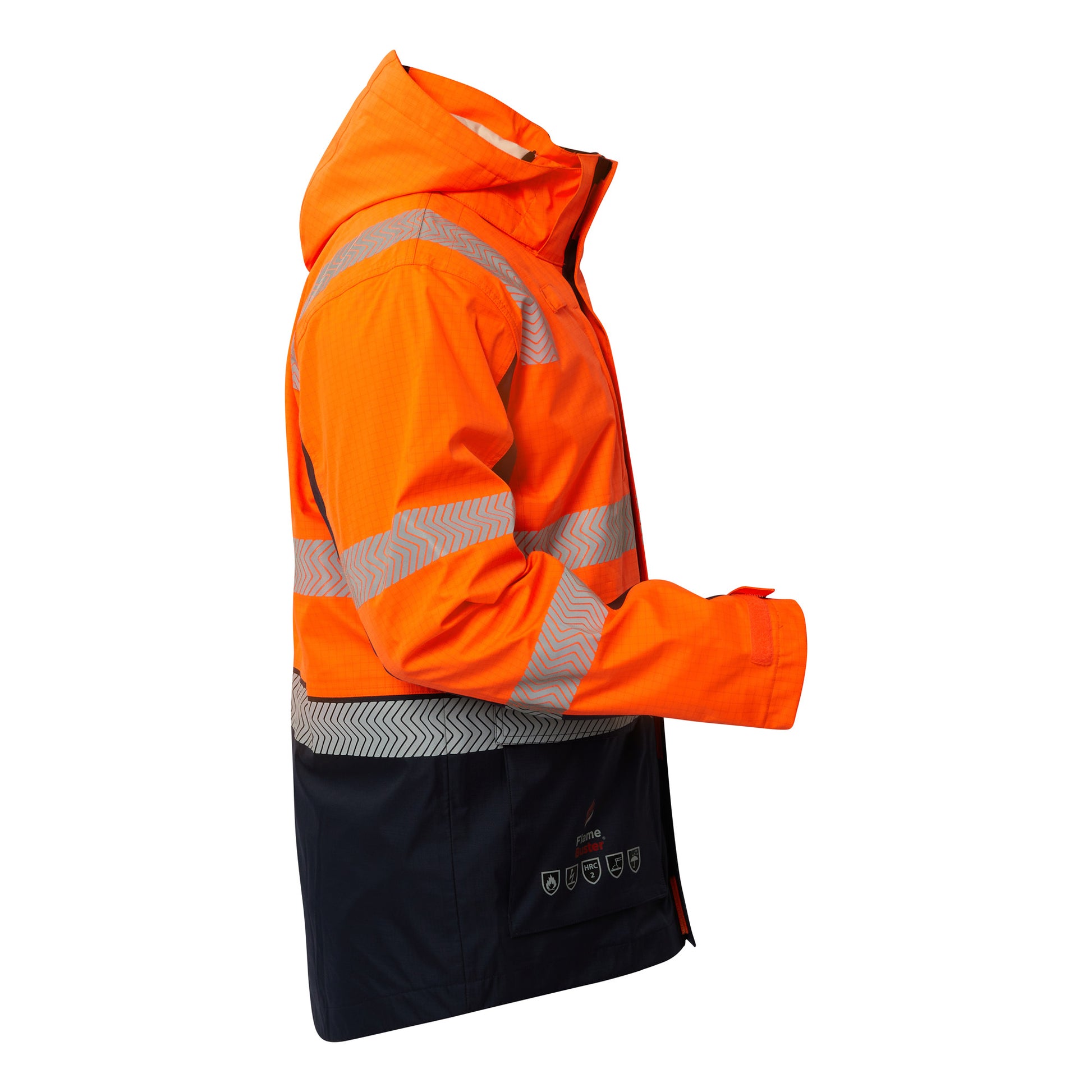 Flamebuster FJV032 Mens HRC2 Inherent Reflective Wet Weather 3 In 1 Jacket in Orange/Navy