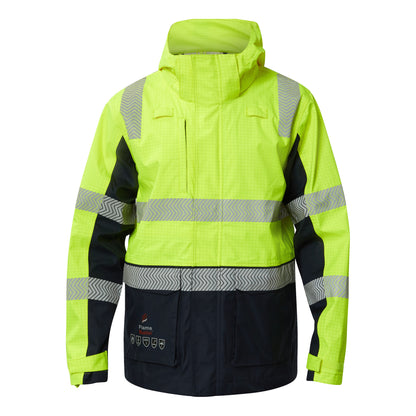 Flamebuster FJV032 Mens HRC2 Inherent Reflective Wet Weather 3 In 1 Jacket in Yellow/Navy