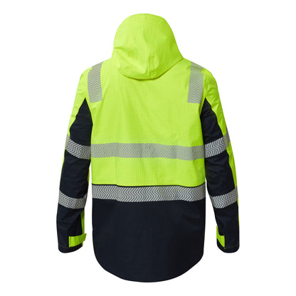 Flamebuster FJV032 Mens HRC2 Inherent Reflective Wet Weather 3 In 1 Jacket in Yellow/Navy