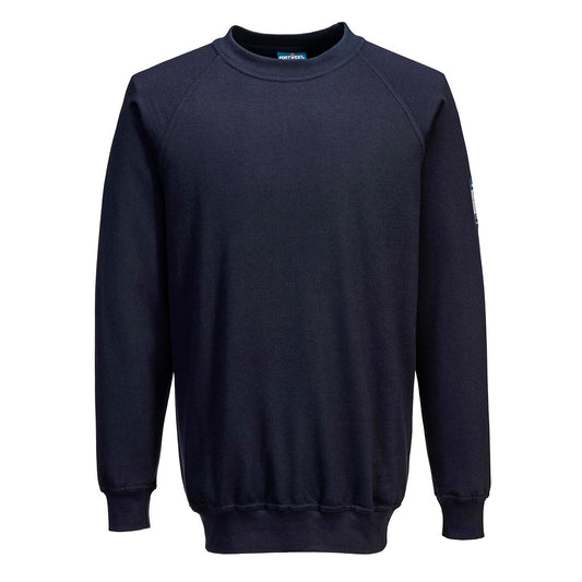Portwest Modaflame Knit Anti-Static FR Long Sleeve Sweatshirt in Navy