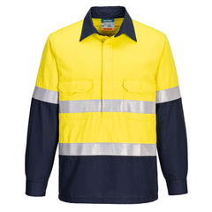 Portwest Portflame FR Class D/N Two-Tone Vented Shirt in Yellow/Navy