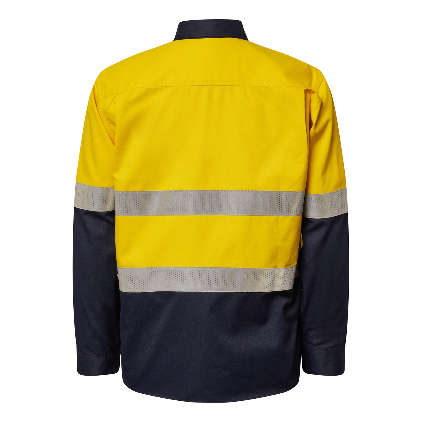 Flamebuster FSV015A Mens HRC2 Inherent Hi Vis Reflective Shirt With Gusset Sleeves in Yellow/Navy