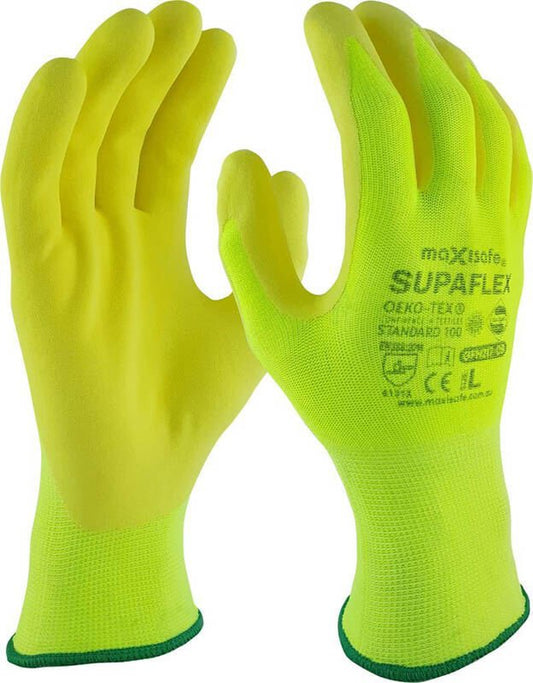 Maxisafe GFH217 SupaFlex Hi-Vis Yellow Glove