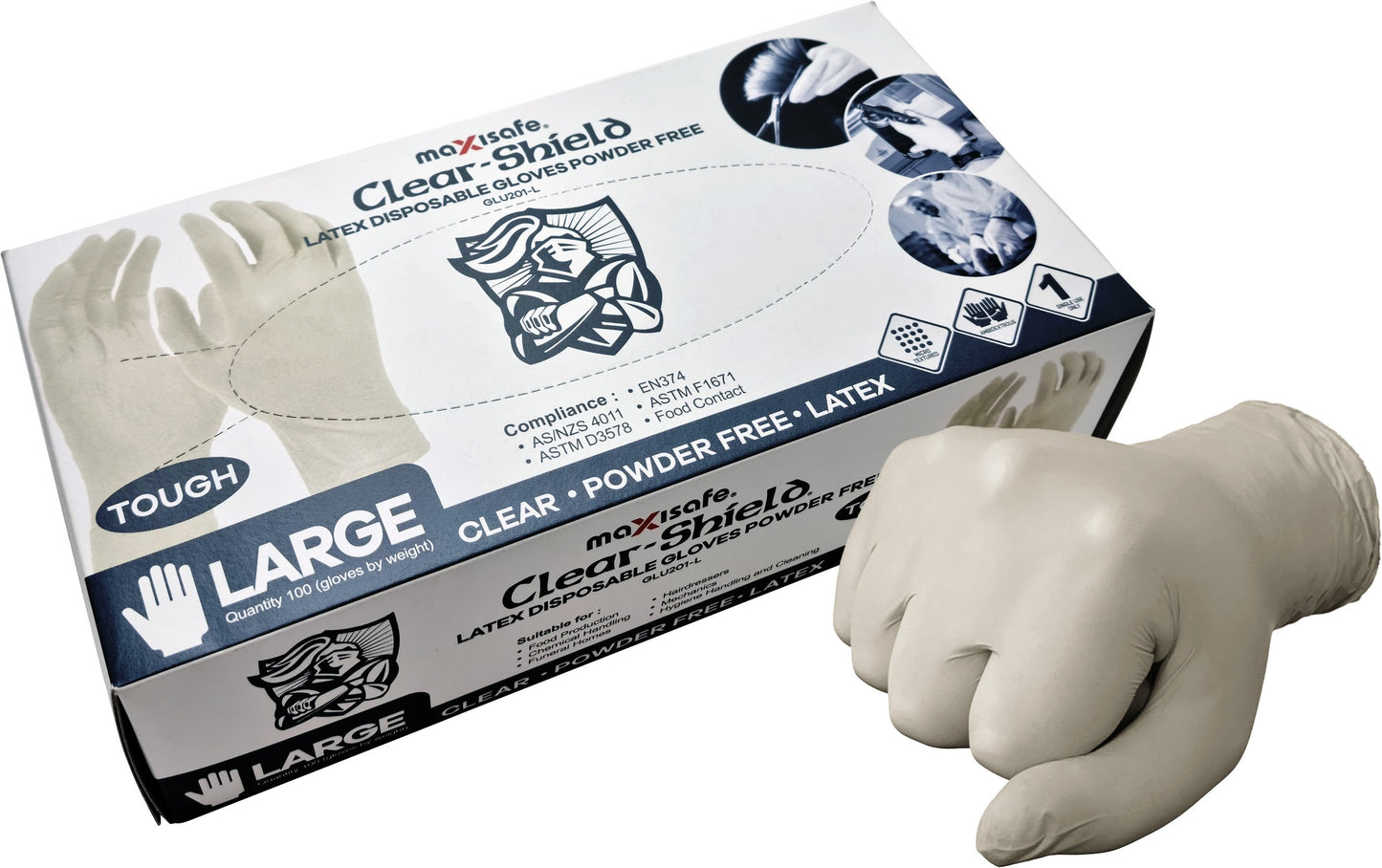 Maxisafe GLU201 Latex Disposable Gloves, Powder Free