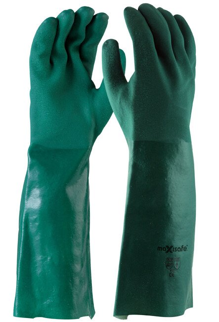 Maxisafe GPD134-45 Green Double Dipped PVC Gauntlet - 45cm