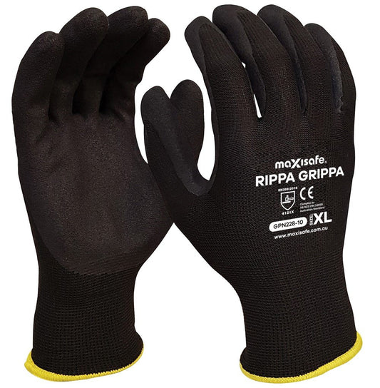 Maxisafe GPN228 Rippa Grippa' Black Nitrile Coated Synthetic Glove