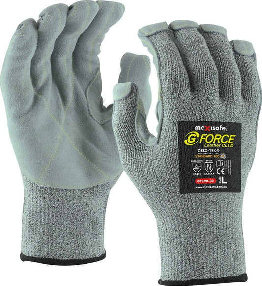 Maxisafe GTL231 G-Force Leather Palm, Cut Resistant D Glove
