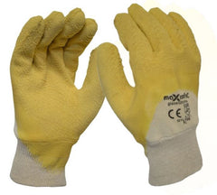 Maxisafe GYL108C Yellow Latex Coated Glass Gripper Glove, Retail Carded