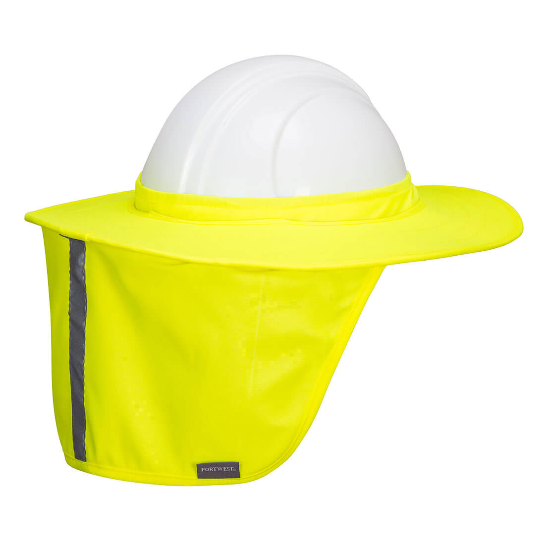 Portwest Hi-Vis Hard Hat Brim with Neck Shade in Yellow