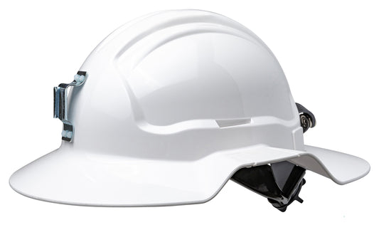 Maxisafe HBB56RH-ML-WH White Broadbrim Hard Hat Non-Vented w/ Metal Miners Bracket