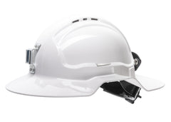Maxisafe HBB57RH-MLV-WH White Broadbrim Hard Hat w/ Metal Miners Bracket