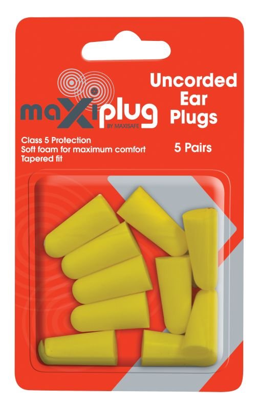 Maxisafe HEU669 MaxiPlug Uncorded Earplugs - Blister Pack of 5 pairs