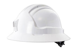Maxisafe HFB40RH-PL-WH Tuffgard Full Brim Non-Vented Hard Hat with Plastic Miners Lamp