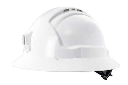 Maxisafe HFB41RH-PL-WH Tuffgard Full Brim Vented Hard Hat with Plastic Miners Lamp