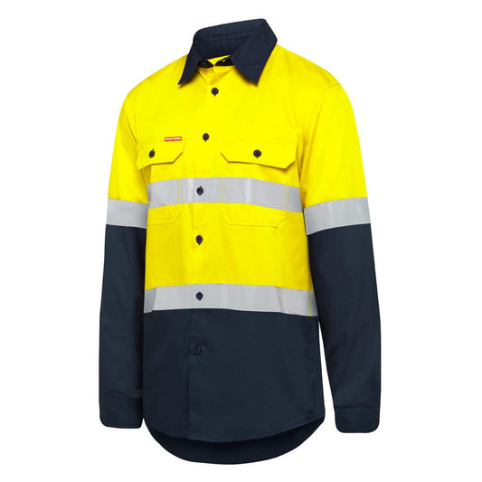 Hard Yakka Y07940 Core Hi-Vis Long Sleeve 2 Tone Taped Vented Cotton Shirt