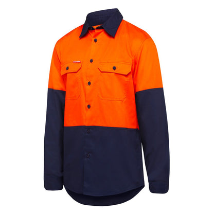 Hard Yakka Y07950 Core Hi-Vis Long Sleeve 2 Tone Vented Cotton Shirt