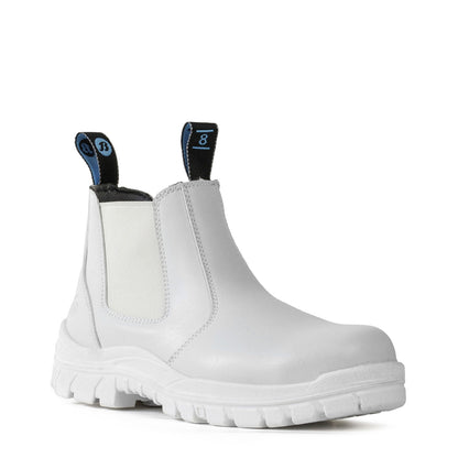 HERCULES- WHITE MICROFIBRE SLIP ON SAFETY BOOT