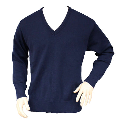 V24 Interknit Plain Knit V-Neck 100% Merino Wool Jumper
