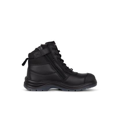 King Gee K27155 Tradie Zip/Lace Composite Safety Work Boots 6" - Black