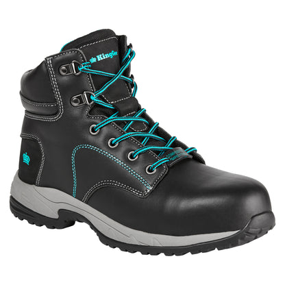 King Gee K27360 Women's Tradie Hybrid Zip/Lace Composite Cap Work Boots 6" - Black