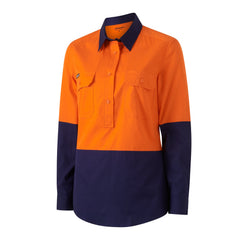 King Gee K44211 Womens Workcool Vented Closed Front Spliced Shirt