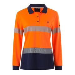 King Gee K44223 Womens Workcool Hyperfreeze Spliced Long Sleeve Polo with Segmented Tape