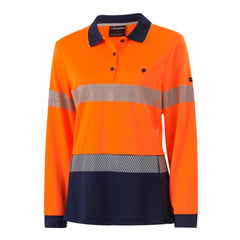 King Gee K44223 Womens Workcool Hyperfreeze Spliced Long Sleeve Polo with Segmented Tape