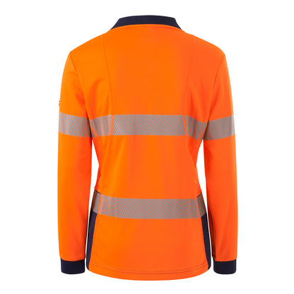 King Gee K44223 Womens Workcool Hyperfreeze Spliced Long Sleeve Polo with Segmented Tape