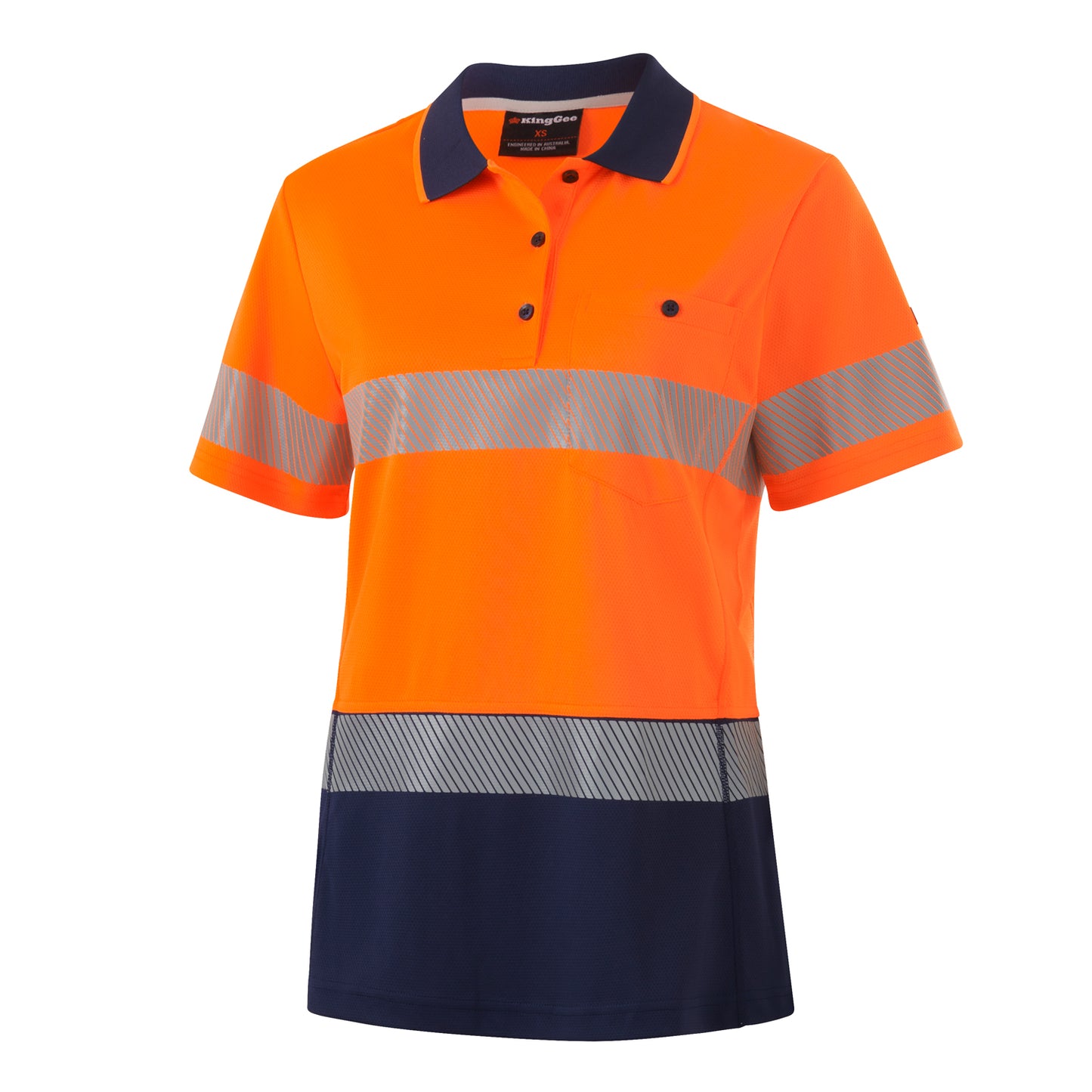 King Gee K44224 Womens Workcool Hyperfreeze Spliced Short Sleeve Polo with Segmented Tape