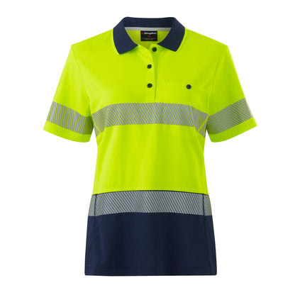 King Gee K44224 Womens Workcool Hyperfreeze Spliced Short Sleeve Polo with Segmented Tape