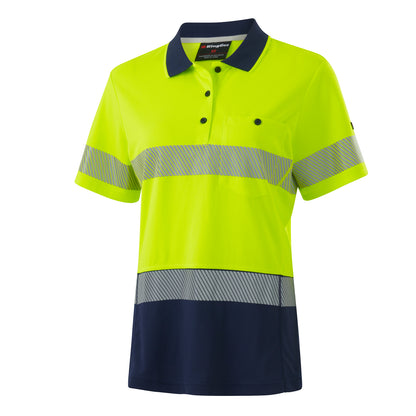 King Gee K44224 Womens Workcool Hyperfreeze Spliced Short Sleeve Polo with Segmented Tape