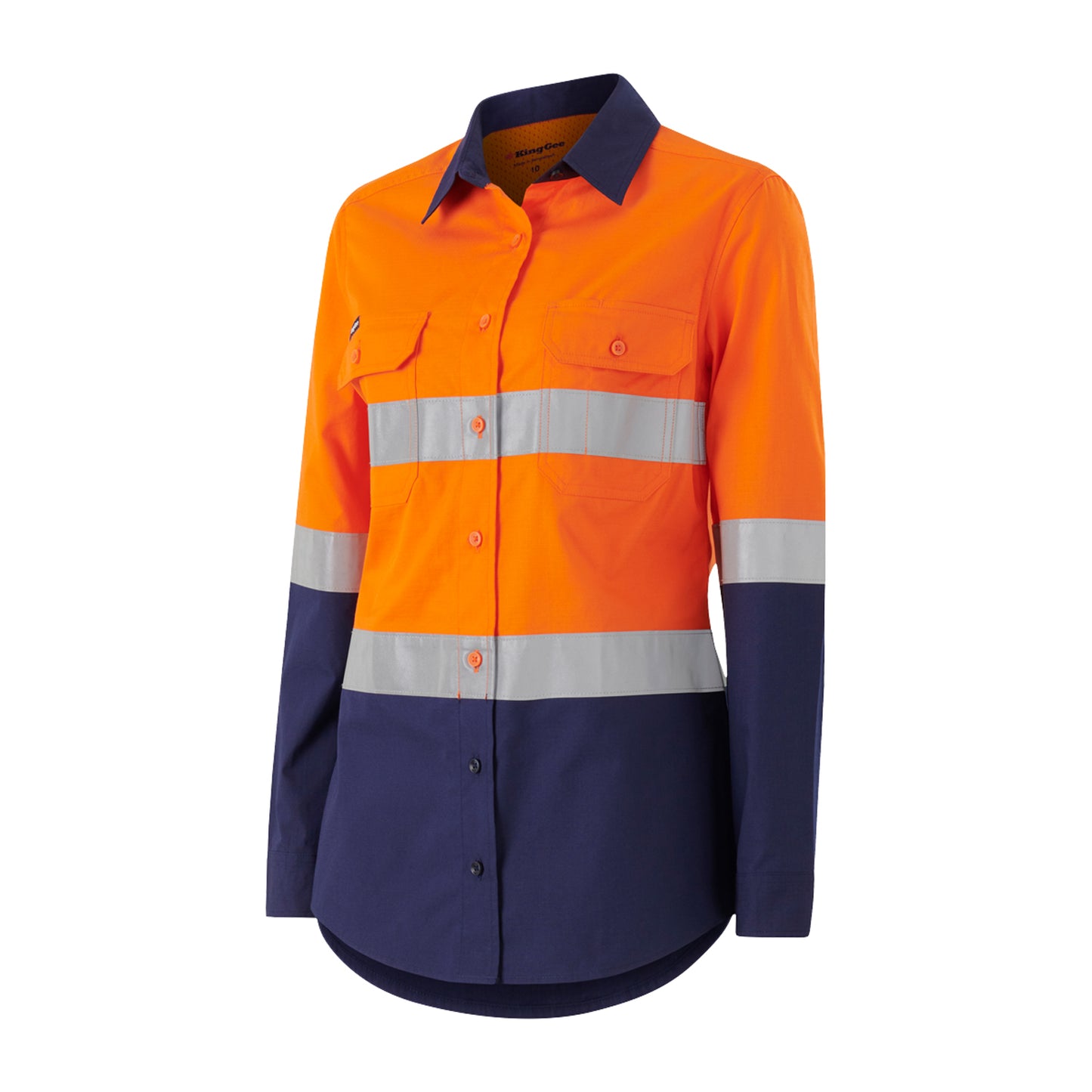 King Gee K44227 Womens Workcool Vented Spliced Spliced Shirt Taped Long Sleeve
