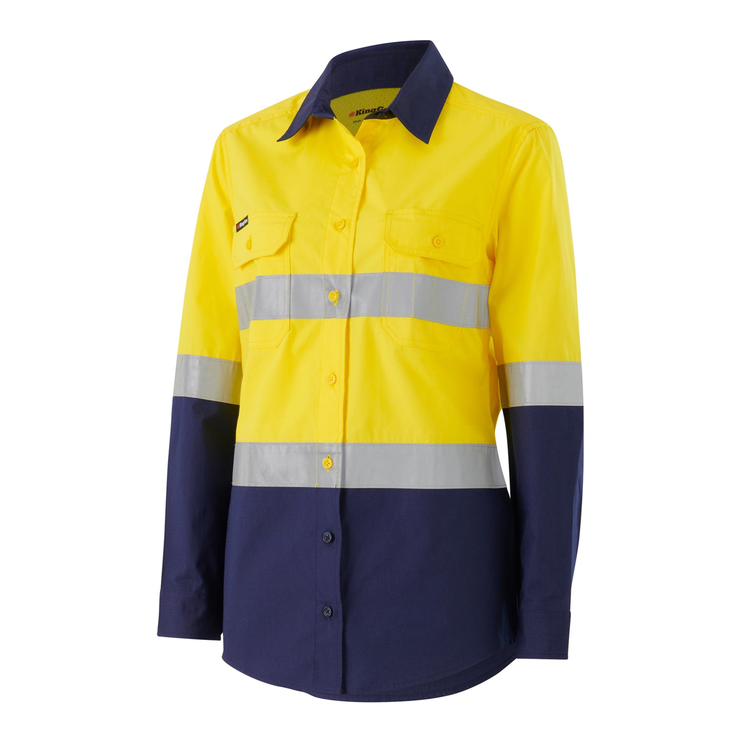 King Gee K44227 Womens Workcool Vented Spliced Spliced Shirt Taped Long Sleeve