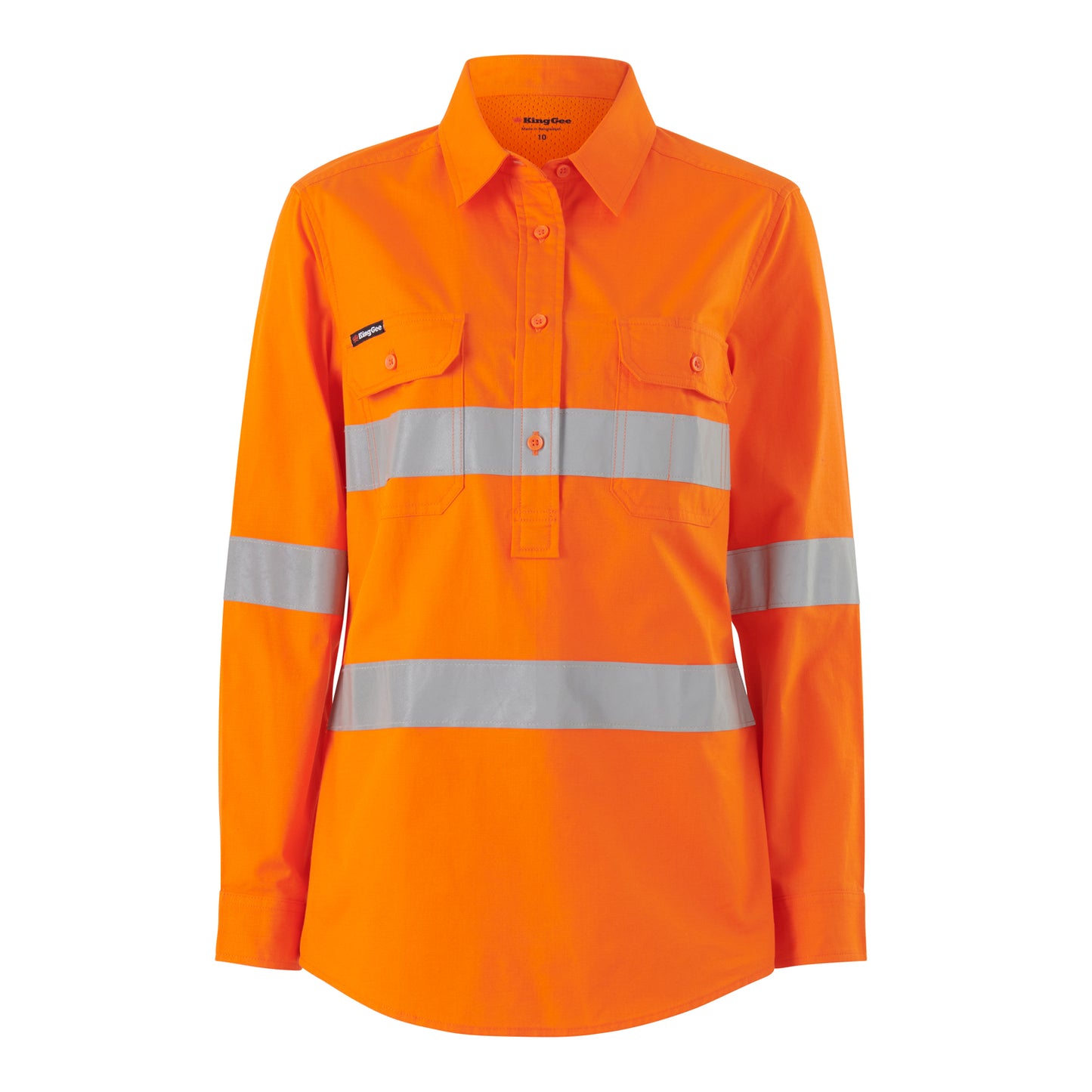 King Gee K44228 Womens Workcool Vented Closed Front Shirt Taped Long Sleeve