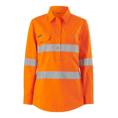King Gee K44228 Womens Workcool Vented Closed Front Shirt Taped Long Sleeve