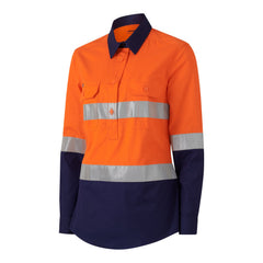 King Gee K44230 Womens Workcool Vented Closed Front Reflective Shirt