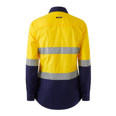 King Gee K44230 Womens Workcool Vented Closed Front Reflective Shirt